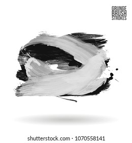 Grey  brush stroke and texture. Grunge vector abstract hand - painted element. Underline and border design.