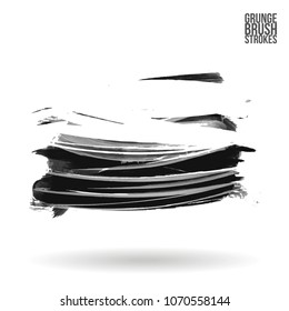 Grey  brush stroke and texture. Grunge vector abstract hand - painted element. Underline and border design.