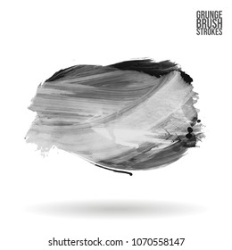 Grey  brush stroke and texture. Grunge vector abstract hand - painted element. Underline and border design.