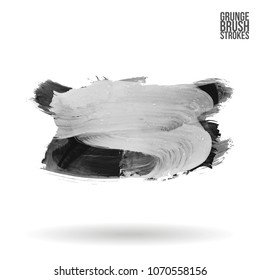 Grey  brush stroke and texture. Grunge vector abstract hand - painted element. Underline and border design.