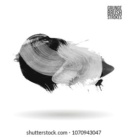 Grey  brush stroke and texture. Grunge vector abstract hand - painted element. Underline and border design.