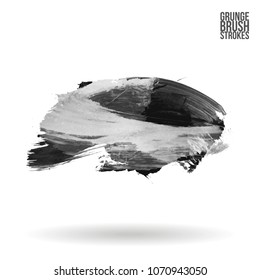 Grey  brush stroke and texture. Grunge vector abstract hand - painted element. Underline and border design.