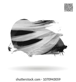 Grey  brush stroke and texture. Grunge vector abstract hand - painted element. Underline and border design.