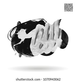 Grey  brush stroke and texture. Grunge vector abstract hand - painted element. Underline and border design.