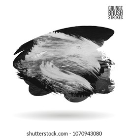 Grey  brush stroke and texture. Grunge vector abstract hand - painted element. Underline and border design.