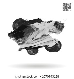 Grey  brush stroke and texture. Grunge vector abstract hand - painted element. Underline and border design.