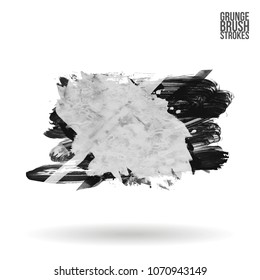 Grey  brush stroke and texture. Grunge vector abstract hand - painted element. Underline and border design.
