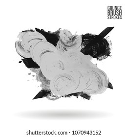 Grey  brush stroke and texture. Grunge vector abstract hand - painted element. Underline and border design.