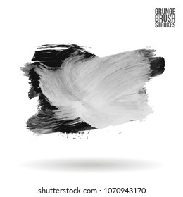 Grey  brush stroke and texture. Grunge vector abstract hand - painted element. Underline and border design.