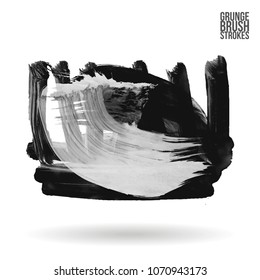Grey  brush stroke and texture. Grunge vector abstract hand - painted element. Underline and border design.