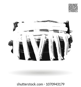 Grey  brush stroke and texture. Grunge vector abstract hand - painted element. Underline and border design.