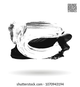 Grey  brush stroke and texture. Grunge vector abstract hand - painted element. Underline and border design.