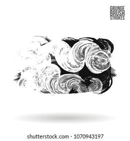 Grey  brush stroke and texture. Grunge vector abstract hand - painted element. Underline and border design.