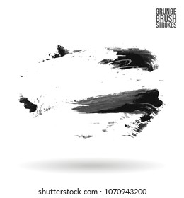 Grey  brush stroke and texture. Grunge vector abstract hand - painted element. Underline and border design.