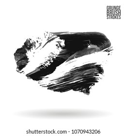 Grey  brush stroke and texture. Grunge vector abstract hand - painted element. Underline and border design.