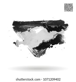 Grey  brush stroke and texture. Grunge vector abstract hand - painted element. Underline and border design.