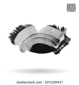 Grey  brush stroke and texture. Grunge vector abstract hand - painted element. Underline and border design.