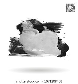 Grey  brush stroke and texture. Grunge vector abstract hand - painted element. Underline and border design.