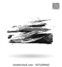 Grey  brush stroke and texture. Grunge vector abstract hand - painted element. Underline and border design.