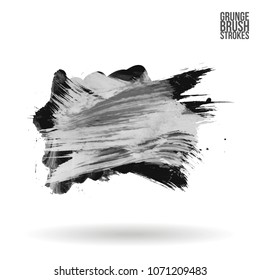 Grey  brush stroke and texture. Grunge vector abstract hand - painted element. Underline and border design.