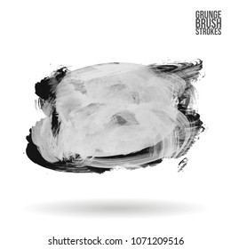 Grey  brush stroke and texture. Grunge vector abstract hand - painted element. Underline and border design.