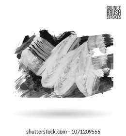 Grey  brush stroke and texture. Grunge vector abstract hand - painted element. Underline and border design.