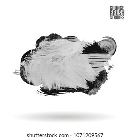 Grey  brush stroke and texture. Grunge vector abstract hand - painted element. Underline and border design.