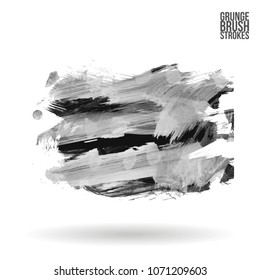 Grey  brush stroke and texture. Grunge vector abstract hand - painted element. Underline and border design.