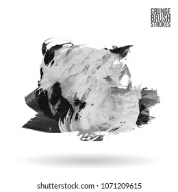 Grey  brush stroke and texture. Grunge vector abstract hand - painted element. Underline and border design.
