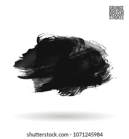 Grey  brush stroke and texture. Grunge vector abstract hand - painted element. Underline and border design.
