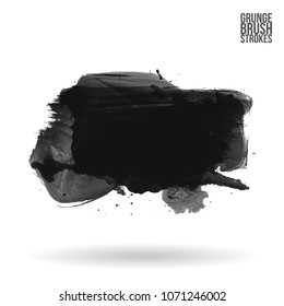 Grey  brush stroke and texture. Grunge vector abstract hand - painted element. Underline and border design.