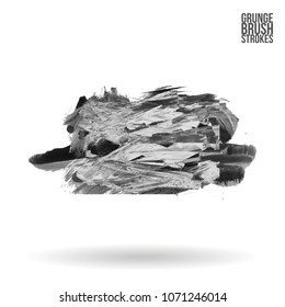 Grey  brush stroke and texture. Grunge vector abstract hand - painted element. Underline and border design.