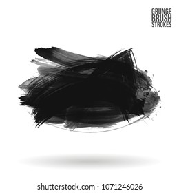 Grey  brush stroke and texture. Grunge vector abstract hand - painted element. Underline and border design.