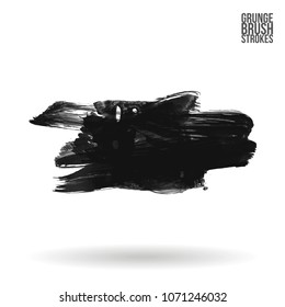 Grey  brush stroke and texture. Grunge vector abstract hand - painted element. Underline and border design.