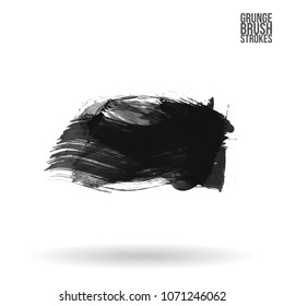 Grey  brush stroke and texture. Grunge vector abstract hand - painted element. Underline and border design.