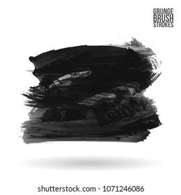 Grey  brush stroke and texture. Grunge vector abstract hand - painted element. Underline and border design.