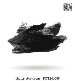 Grey  brush stroke and texture. Grunge vector abstract hand - painted element. Underline and border design.