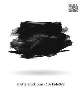 Grey  brush stroke and texture. Grunge vector abstract hand - painted element. Underline and border design.