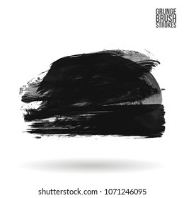 Grey  brush stroke and texture. Grunge vector abstract hand - painted element. Underline and border design.
