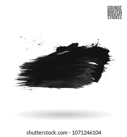 Grey  brush stroke and texture. Grunge vector abstract hand - painted element. Underline and border design.