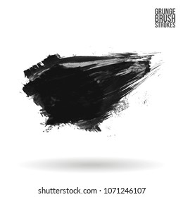 Grey  brush stroke and texture. Grunge vector abstract hand - painted element. Underline and border design.