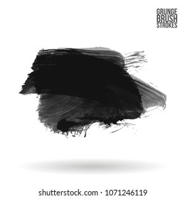 Grey  brush stroke and texture. Grunge vector abstract hand - painted element. Underline and border design.