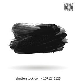 Grey  brush stroke and texture. Grunge vector abstract hand - painted element. Underline and border design.