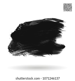 Grey  brush stroke and texture. Grunge vector abstract hand - painted element. Underline and border design.