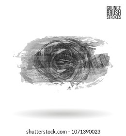 Grey  brush stroke and texture. Grunge vector abstract hand - painted element. Underline and border design.