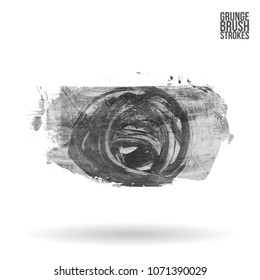Grey  brush stroke and texture. Grunge vector abstract hand - painted element. Underline and border design.