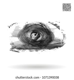 Grey  brush stroke and texture. Grunge vector abstract hand - painted element. Underline and border design.