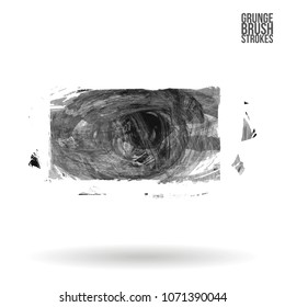 Grey  brush stroke and texture. Grunge vector abstract hand - painted element. Underline and border design.