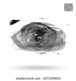 Grey  brush stroke and texture. Grunge vector abstract hand - painted element. Underline and border design.