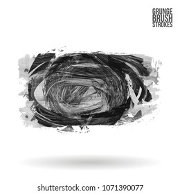Grey  brush stroke and texture. Grunge vector abstract hand - painted element. Underline and border design.
